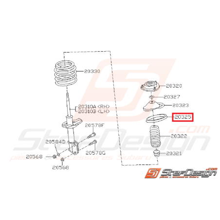 Siège caoutchouc de ressort  avant GT 93-00 STI 01-05 WRX 01-07