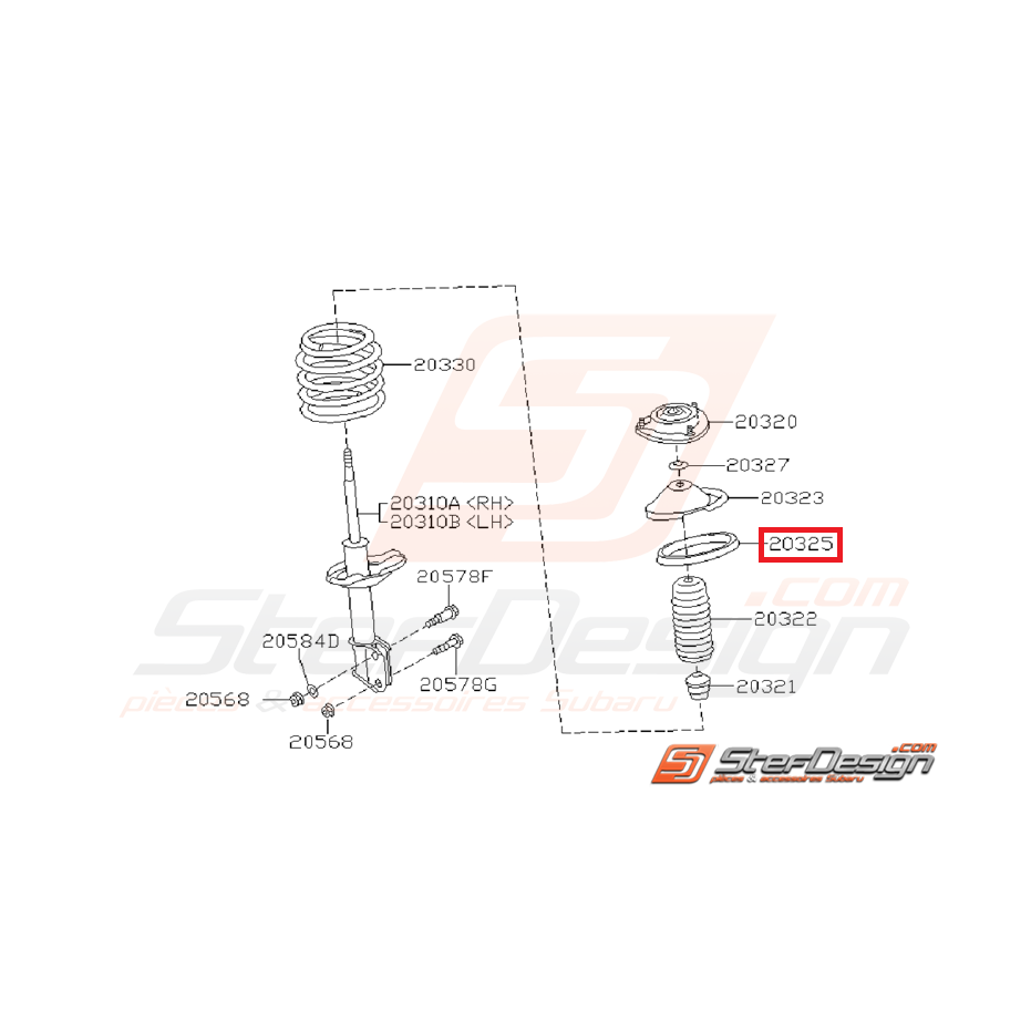 Siège caoutchouc de ressort  avant GT 93-00 STI 01-05 WRX 01-07 Siège caoutchouc de ressort  avant GT 93-00 STI 01-05 WRX 01-07