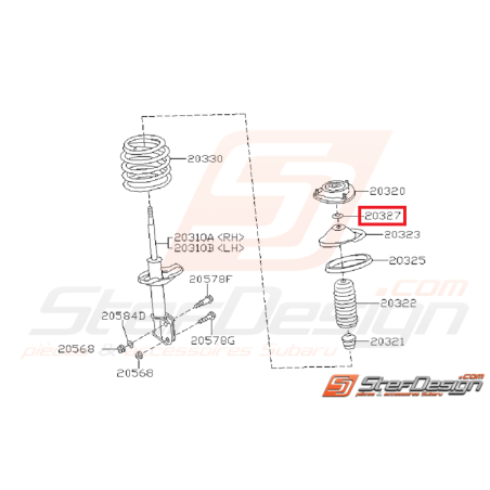 Entretoise de coupelle amortisseur avant GT WRX STI