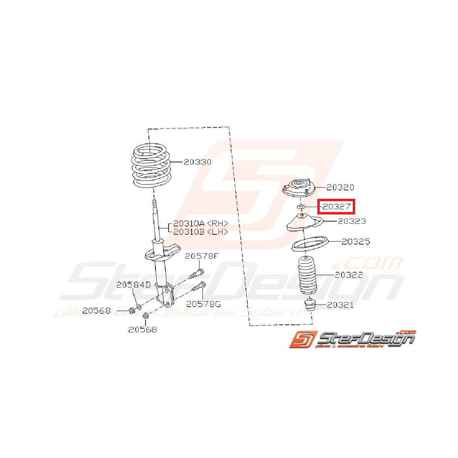 Entretoise de coupelle amortisseur avant GT WRX STI