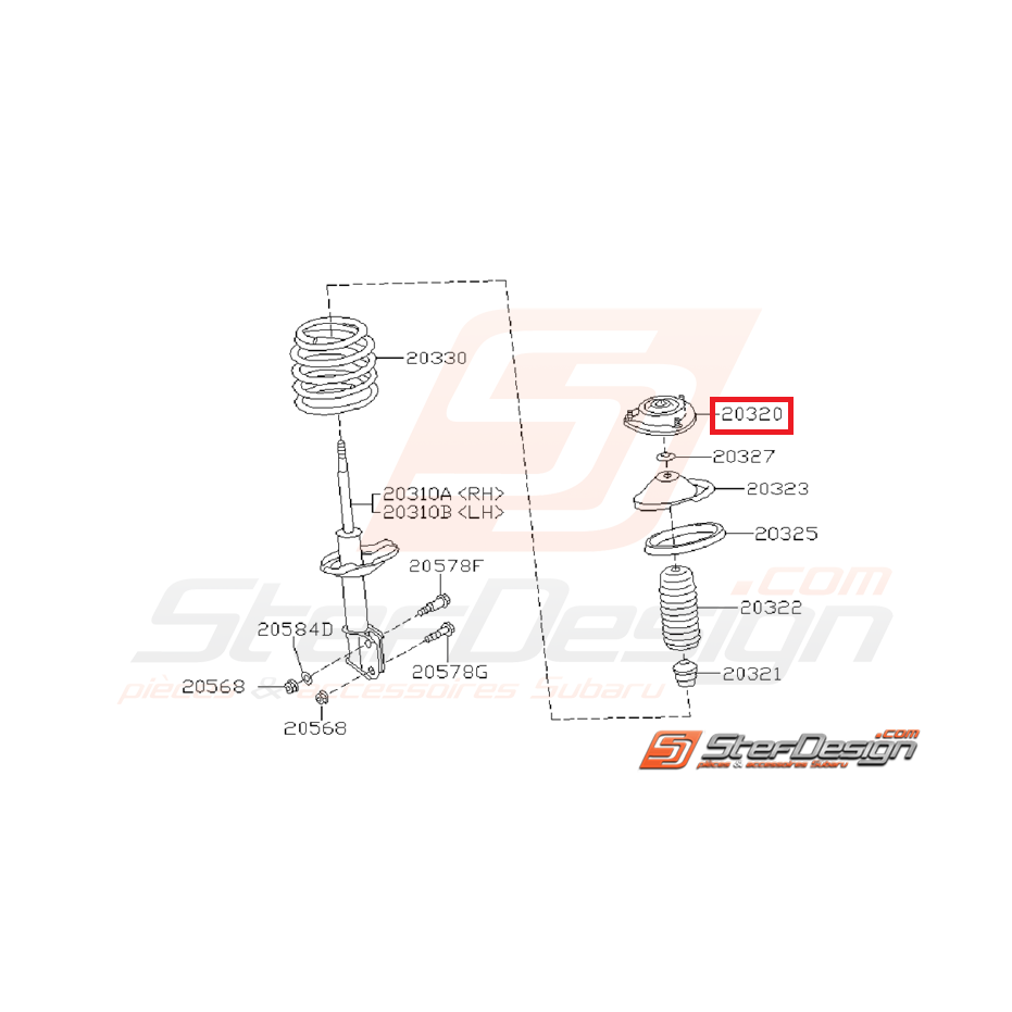 Coupelle d'amortisseur avant origine subaru GT 93-00 WRX/STI 01-07