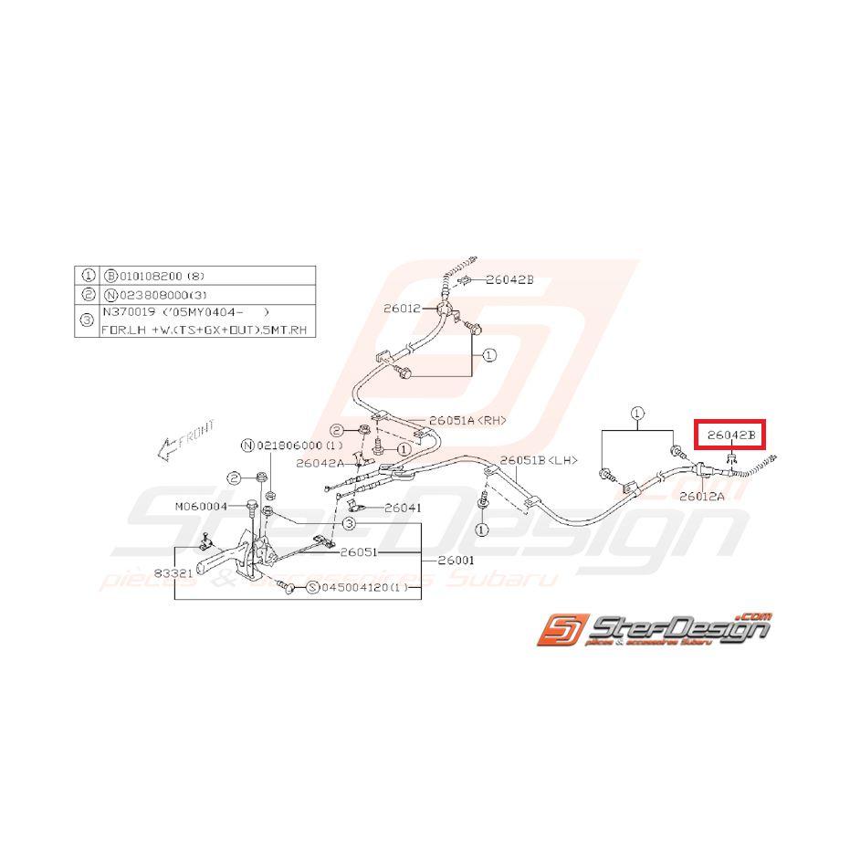 Attache câble de frein a main SUBARU GT 98-00 WRX/STI 01-14 Attache câble de frein a main SUBARU GT 98-00 WRX/STI 01-14
