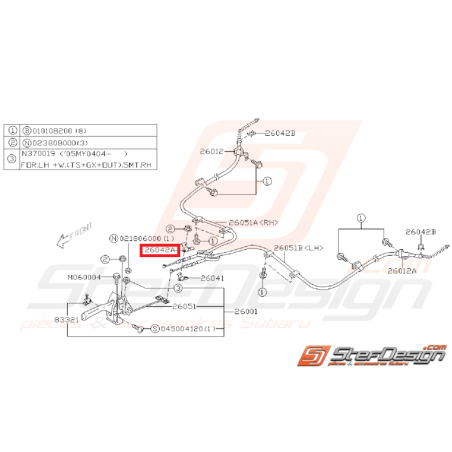 Attache levier de frein a main WRX/STI 2005