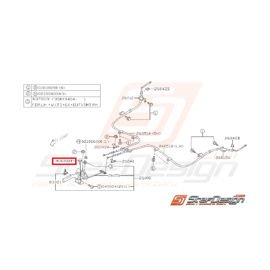 Vis traverse renforcement pare-choc avant WRX 08-14