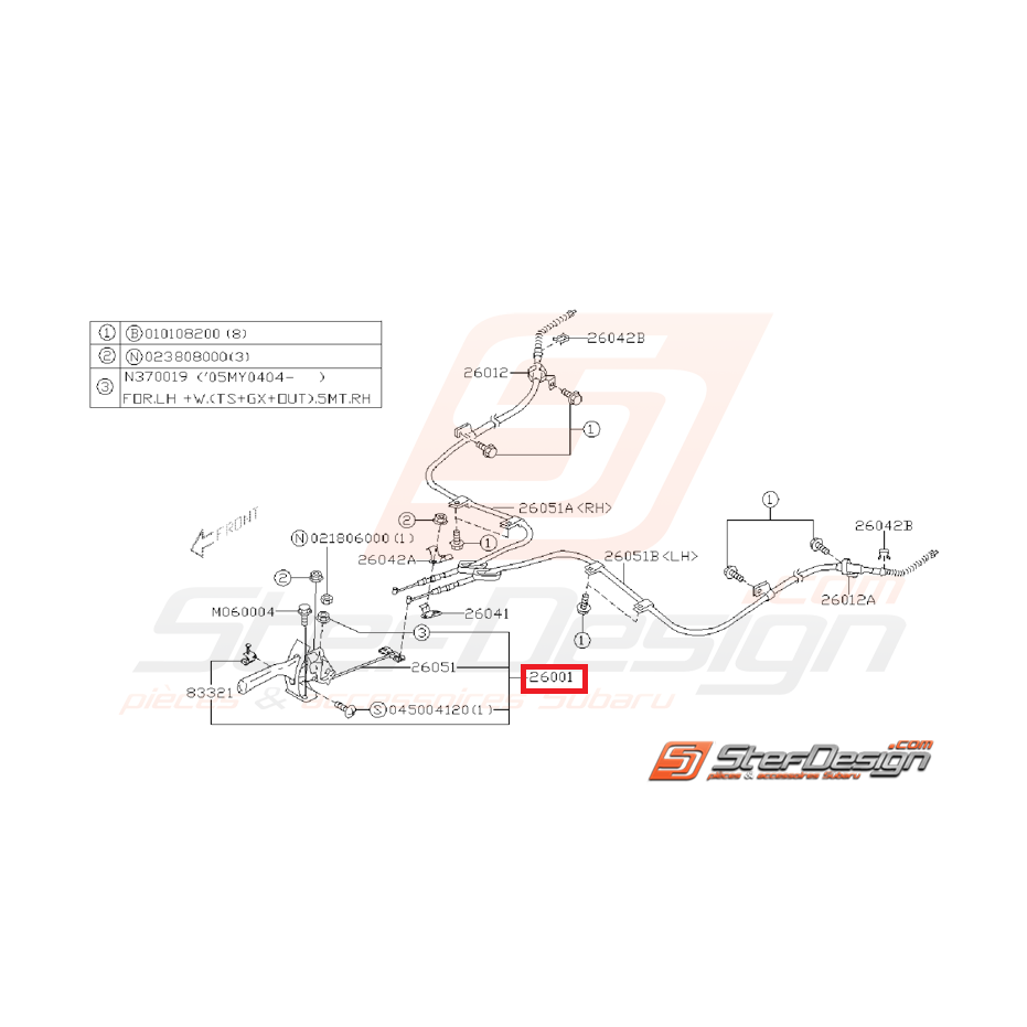 Levier de frein a main complet WRX 2005 Levier de frein a main complet WRX 2005