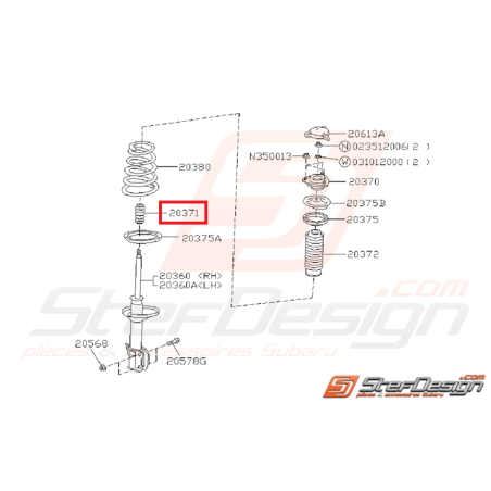 Renfort d'amortisseur arrière sur tige GT 93-00 WRX 03-05