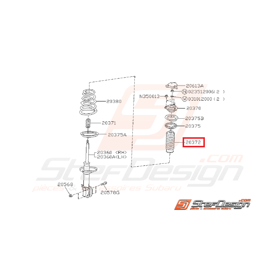 Cache poussière d'amortisseur arrière GT 93-00