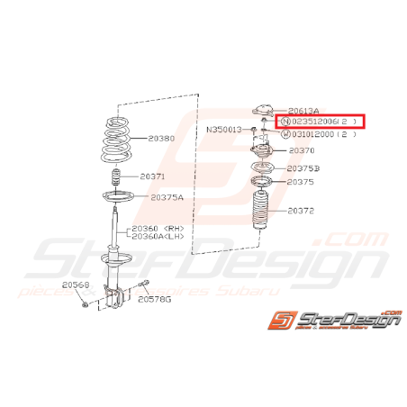 Écrou d'arrêt d’amortisseur arrière SUBARU GT 93-00