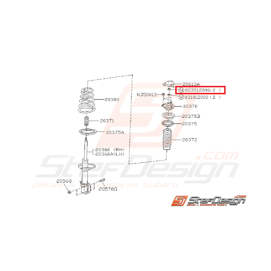 Écrou d'arrêt d’amortisseur arrière SUBARU GT 93-00 Écrou d'arrêt d’amortisseur arrière SUBARU GT 93-00
