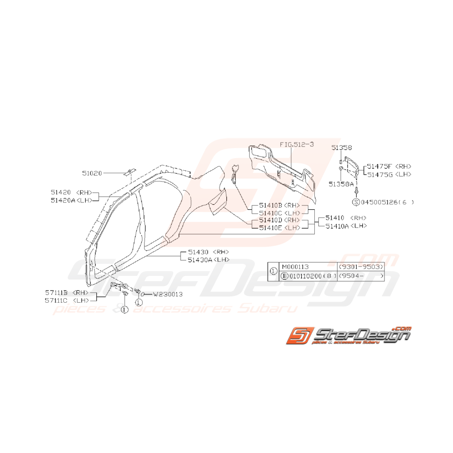 Ensemble Aile Arrière Subaru Impreza GT 1993 - 2000
