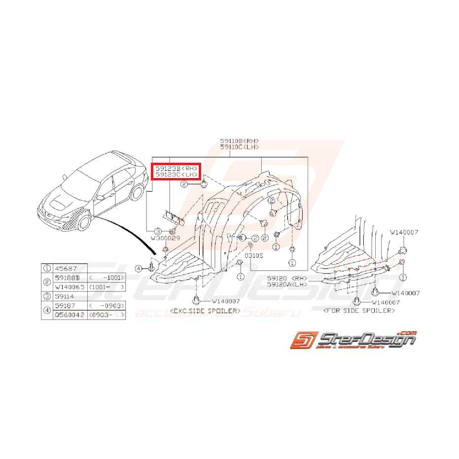 Plaque pare boue SUBARU WRX du 01-06-2008 à 2011 Plaque pare boue SUBARU WRX du 01-06-2008 à 2011