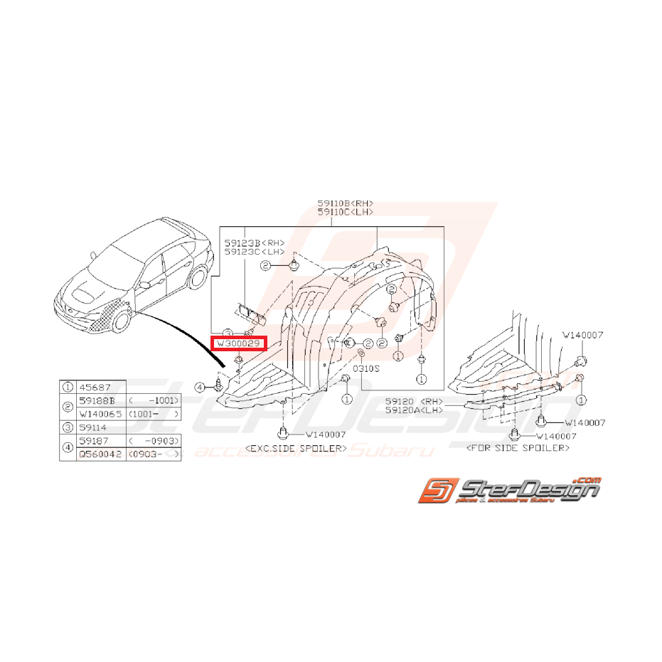 Attache (support) garde-boue GT du 08/99 a 2001 WRX/STI 01-14 Attache (support) garde-boue GT du 08/99 a 2001 WRX/STI 01-14