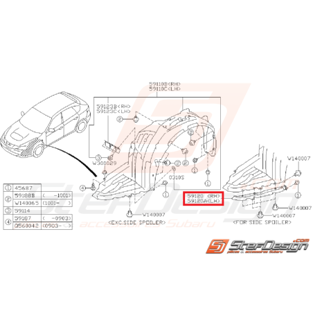 Extension de pare boue avant SUBARU WRX 08-11