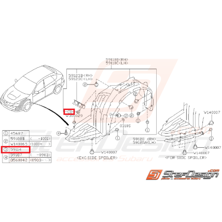 Clip rivet passage de roue STI/WRX 06-14