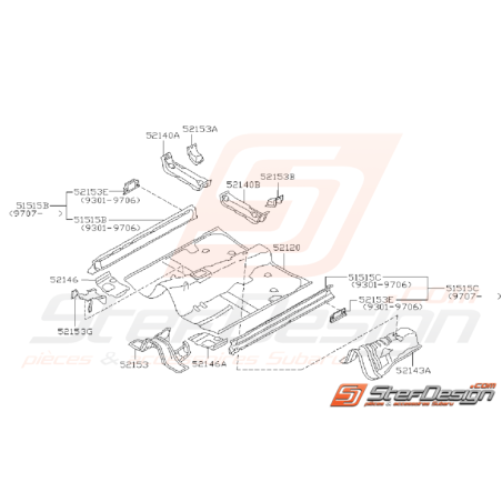 Ensemble plancher subaru Impreza GT 1997-2000 (plus fabriqué)