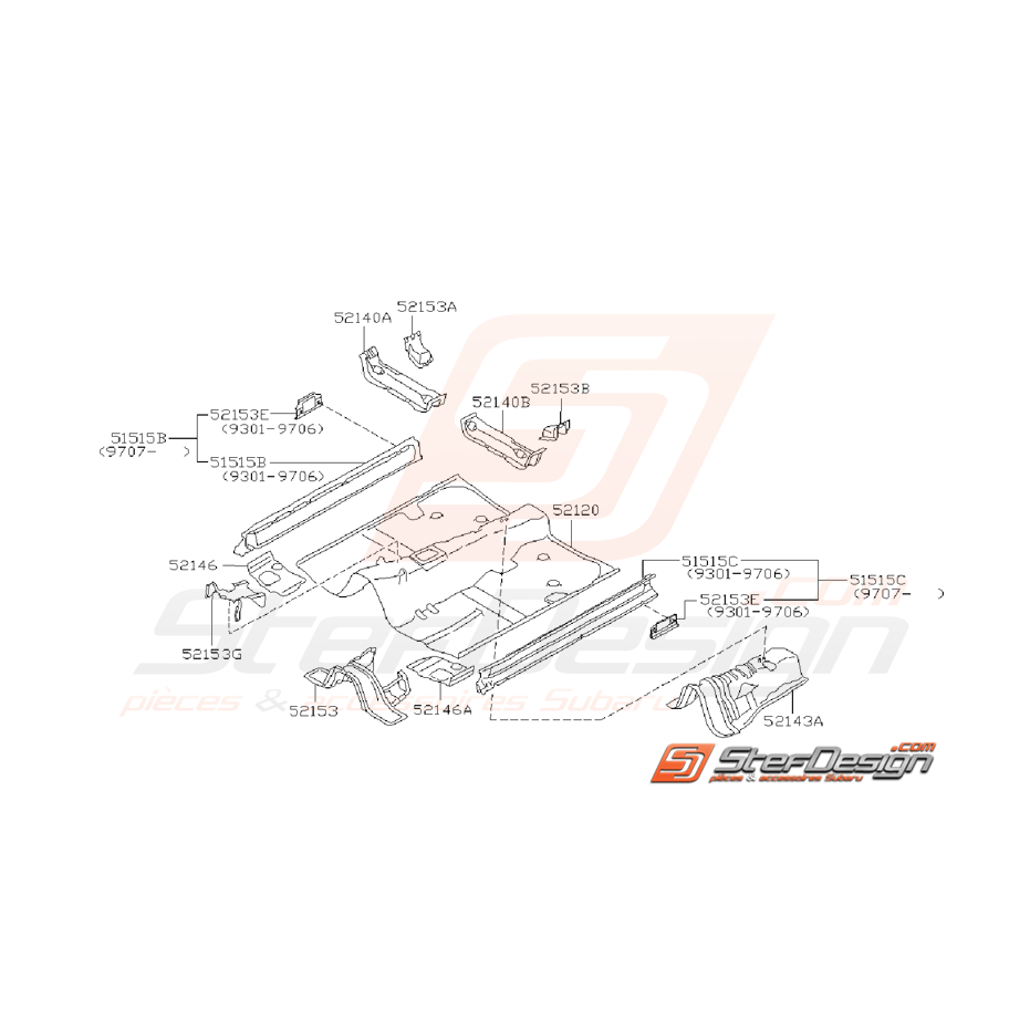 Ensemble plancher subaru Impreza GT 1997-2000 (plus fabriqué)