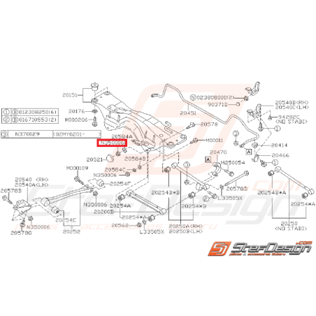 Écrou de train arrière et de fixation de triangle SUBARU WRX/STI 01-11