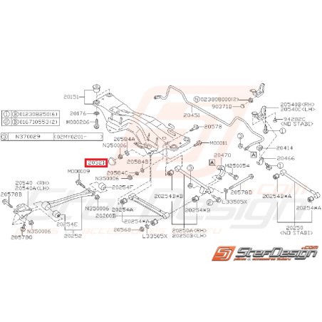 Capuchon liaison latérale train arrière GT 93-00 WRX/STI 01-07