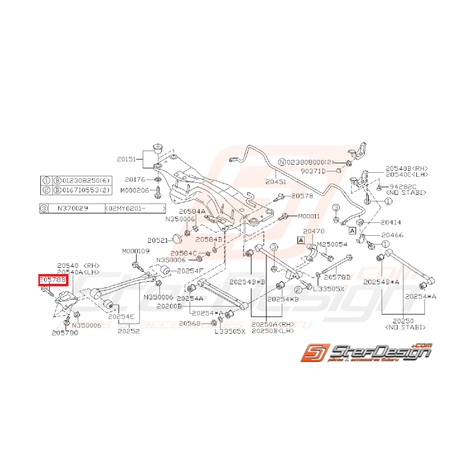 Vis de triangle avant pour GT 93-96 et WRX/STI 2001-2002