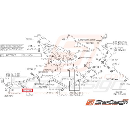 Silent bloc de train arrière STI 03-07