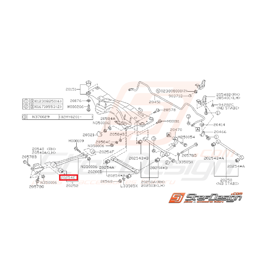 Silent bloc de train arrière STI 03-07