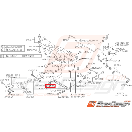 silent  bloc origine de tirant arrière GT 96-00 STI 01-07