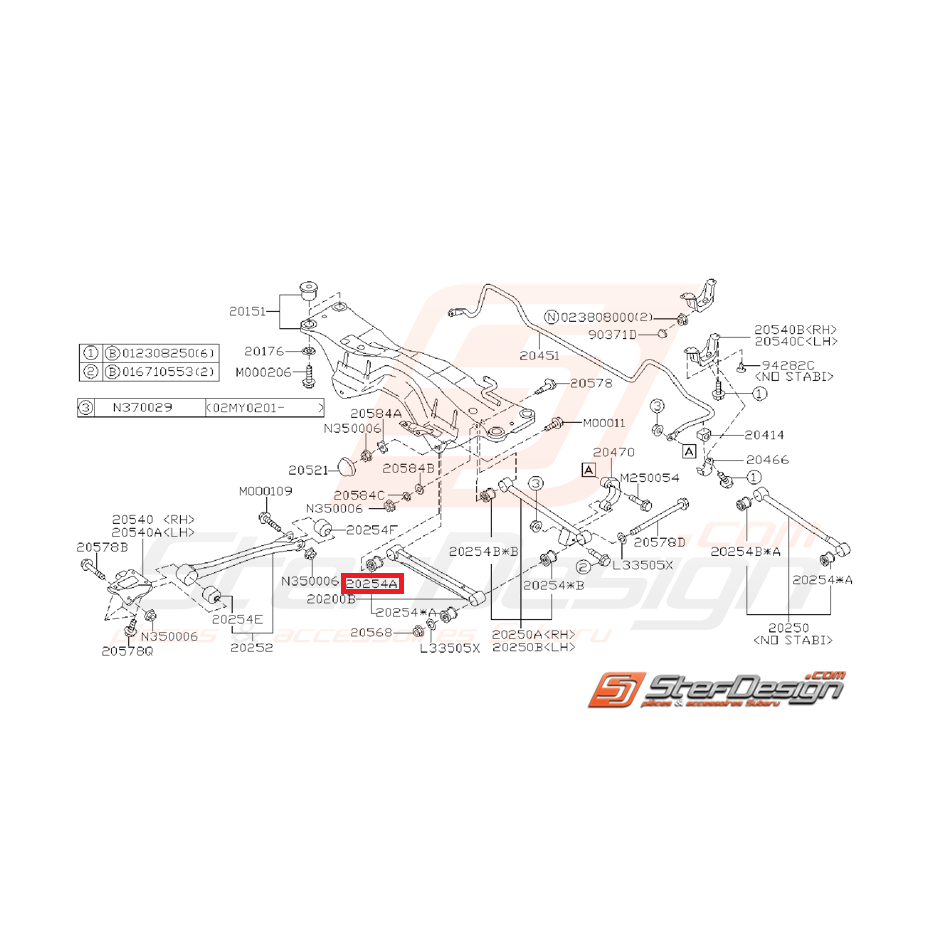 silent  bloc origine de tirant arrière GT 96-00 STI 01-07