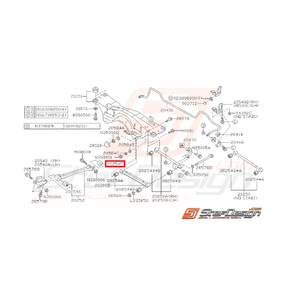 Silent bloc origine de tirant arrière GT 96-00 WRX/STI 01-07