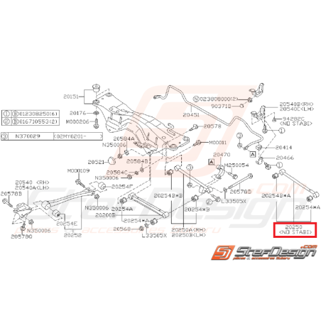 Tirants arrières origine SUBARU STI 2004