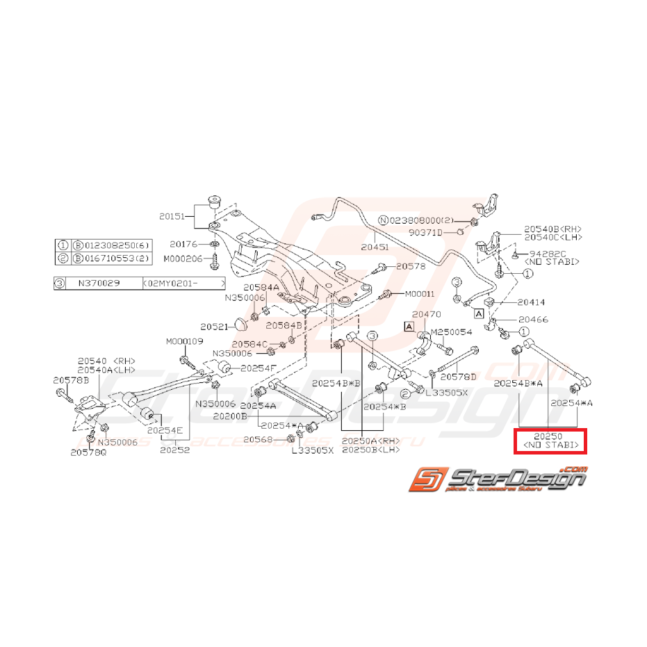 Tirants arrières origine SUBARU STI 2004