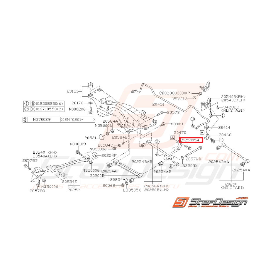 Vis de fixation links arrière SUBARU WRX 01-07 STI 01-04 Vis de fixation links arrière SUBARU WRX 01-07 STI 01-04