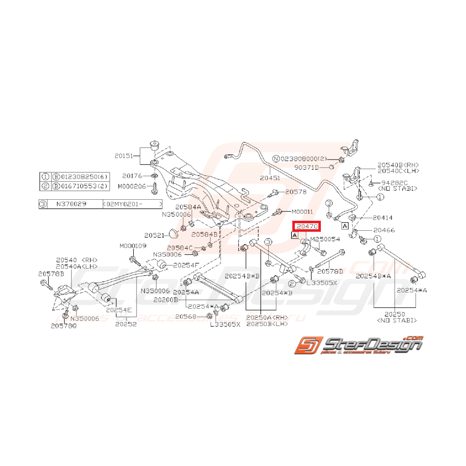 Links arrière origine SUBARU GT 93-00 WRX 01-07 STI 01-03