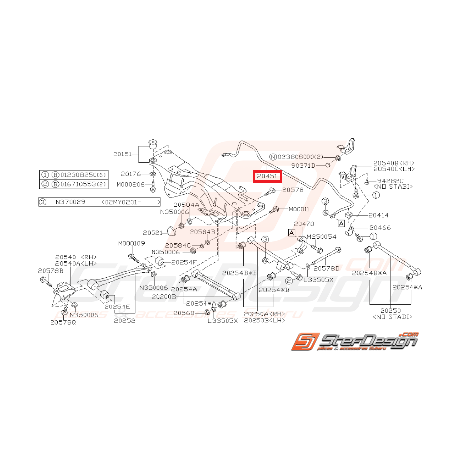 Barre stabilisatrice arrière origine SUBARU STI 04-06
