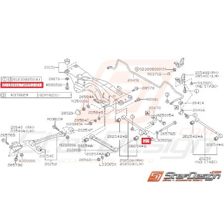 Vis fixation de links arrière GT 93-00 WRX 01-07 STI 01-04