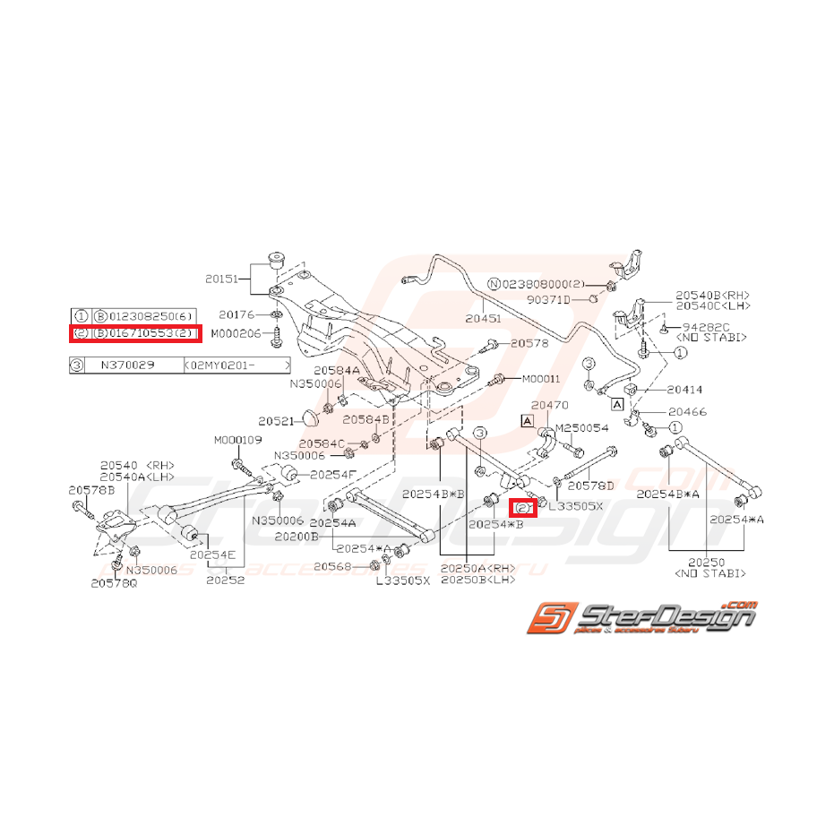 Vis fixation de links arrière GT 93-00 WRX 01-07 STI 01-04 Vis fixation de links arrière GT 93-00 WRX 01-07 STI 01-04