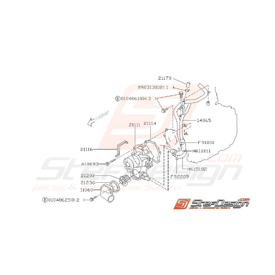 Ensemble Pompe à Eau 2.0l SUBARU GT 1999 - 2000