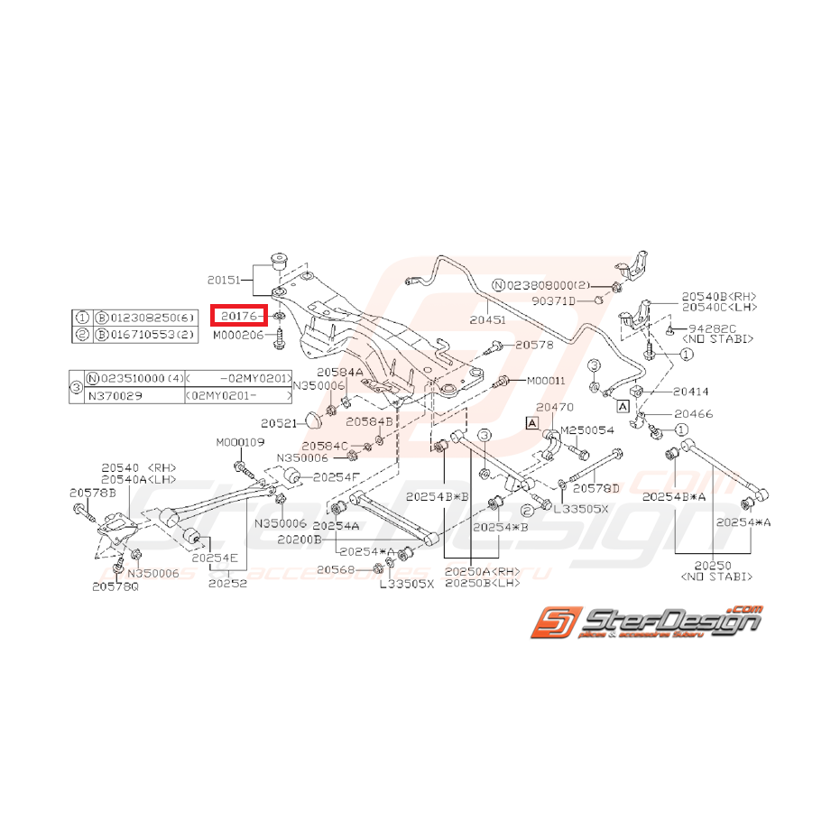 Rondelle de fixation de berceau arrière origine SUBARU WRX 01-07