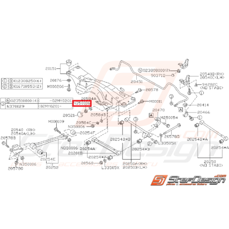 Écrou de train arrière et de fixation de triangle SUBARU WRX/STI 01-11