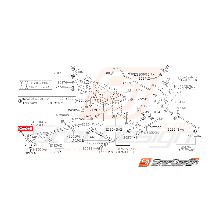 Vis de triangle avant pour GT 93-96 et WRX/STI 2001-2002