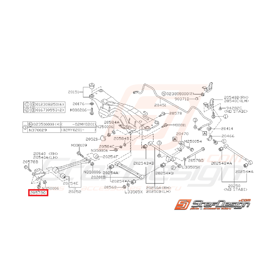 Vis de barre inférieur avant 6 points 