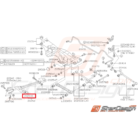 Silent bloc de bras longitudinal GT 93-00 WRX/ STI 01-02