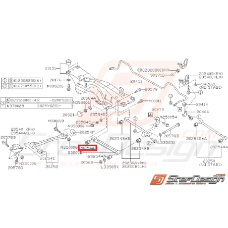 Silent de bloc de tirant arrière origine SUBARU WRX 01-07