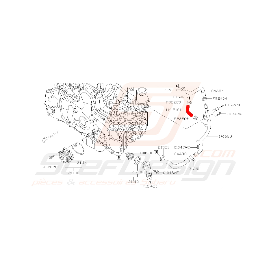 Durite de pompe à eau subaru diesel 2008