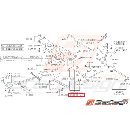 Tirant arrière STI 02-03 WRX 01-07