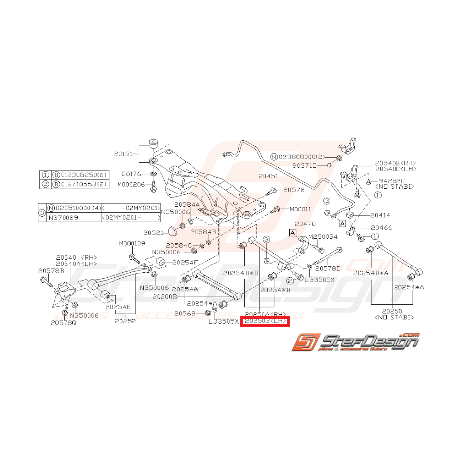 Tirant arrière STI 02-03 WRX 01-07
