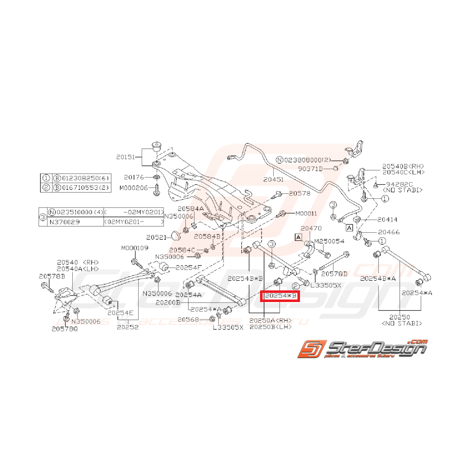 silent bloc de tirant arrière origine subaru GT 96-00