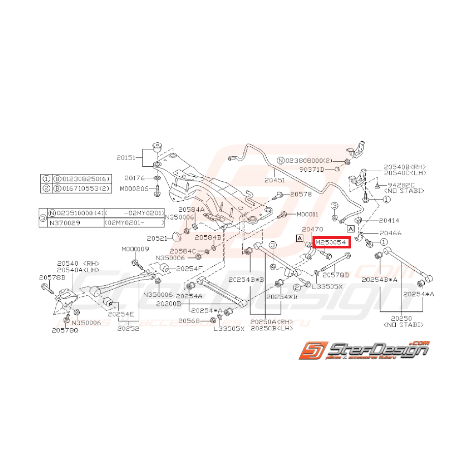 Vis de fixation links arrière SUBARU WRX 01-07 STI 01-04 Vis de fixation links arrière SUBARU WRX 01-07 STI 01-04
