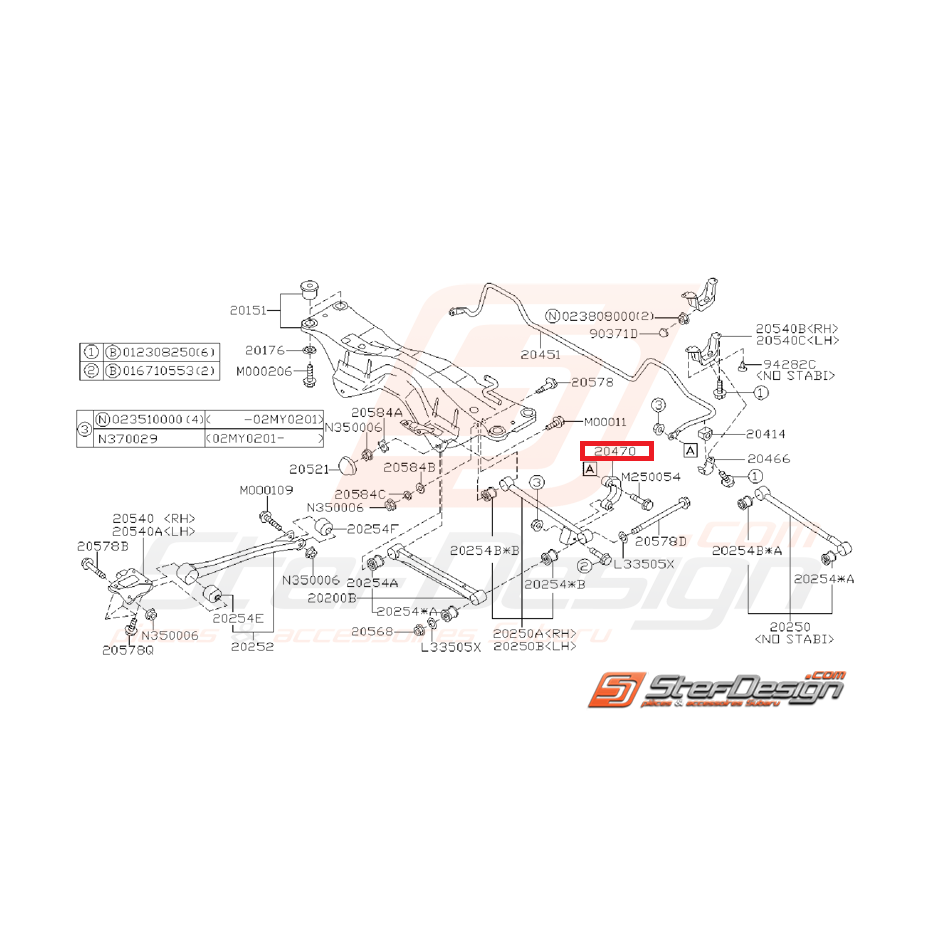 Links arrière origine SUBARU GT 93-00 WRX 01-07 STI 01-03