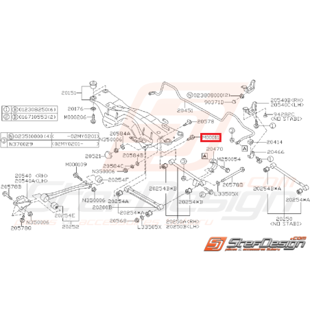 Vis suspension arrière GT 93-00 WRX/STI 01-07