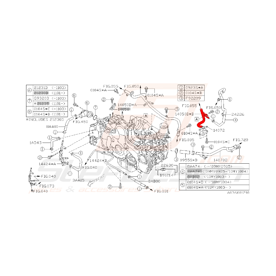 Tuyau d'eau pour subaru diesel 2008